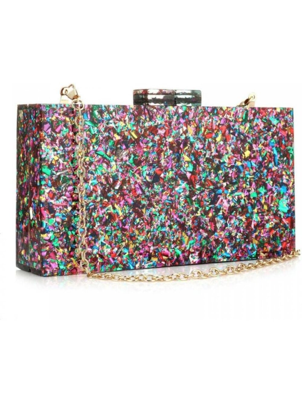 Chic Multicolor Acrylic Handbag - Geometric Box Clutch for Evening & Events